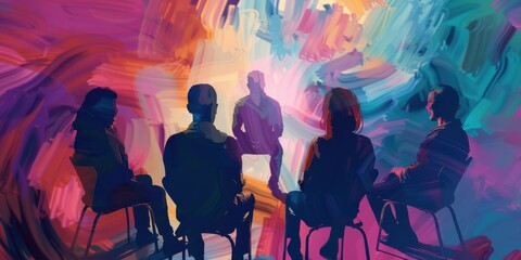 People with bipolar disorder in a calm and balanced state, participating in a support group