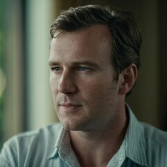 Obraz premium A man indoors displays facial spots caused by a skin condition, highlighting the impact of skin diseases on physical appearance and confidence. Generative AI