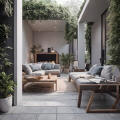 Outdoor terrace by the house