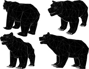 Vector sketch illustration silhouette design of big bear animal image with sharp teeth and claws