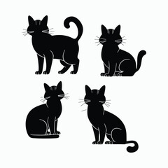Obraz premium Russian Blue Cat Breed Silhouette Vector Set Animals Illustration