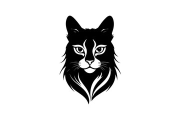 Cat front black silhouette