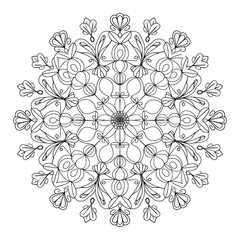 Fototapeta premium Vector line art mandala design with white background, and flower mandala line art design.
