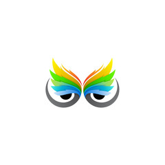 Obraz premium icon of an owl's eyes with a sharp gaze, 3d colorful