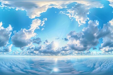 360 degree HDRI panorama of blue sky with cumulus clouds for use in 3D graphics or game development