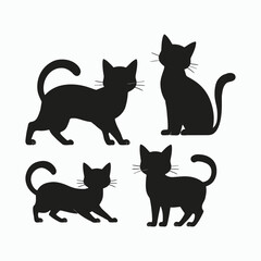 Obraz premium Russian Blue Cat Breed Silhouette Vector Set Animals Illustration