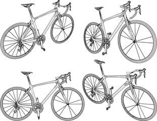 Obraz premium Vector sketch illustration silhouette design image of racing bike for long journey touring