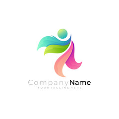 Fototapeta premium People active logo vector, 3d colorful design, gym logos