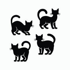 Obraz premium Russian Blue Cat Breed Silhouette Vector Set Animals Illustration