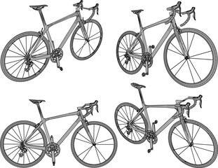 Vector sketch illustration silhouette design image of racing bike for long journey touring