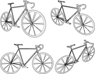 Vector sketch illustration silhouette design image of racing bike with aluminum frame for racing competition