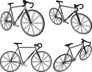 Vector sketch illustration silhouette design image of racing bike with aluminum frame for racing competition
