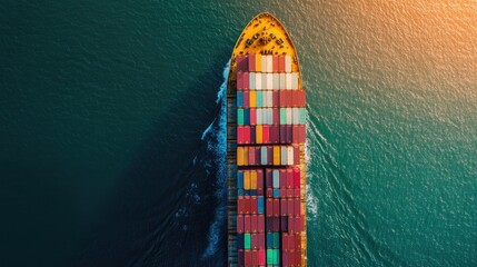 A cargo ship at sea with containers stacked high, symbolizing the scale and importance of global maritime logistics