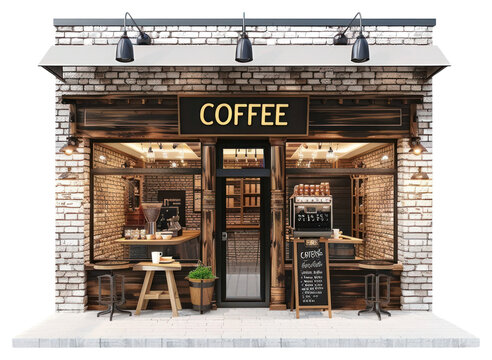 PNG Charming rustic coffee shop exterior