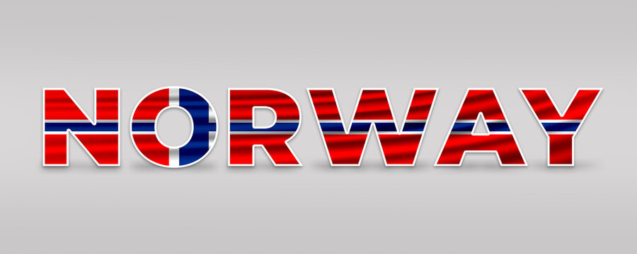 Norway Text Effect. Fill with Norway Flag. Isolated On White Background. Flag, Text, Effect, Vector, Isolated, Background
