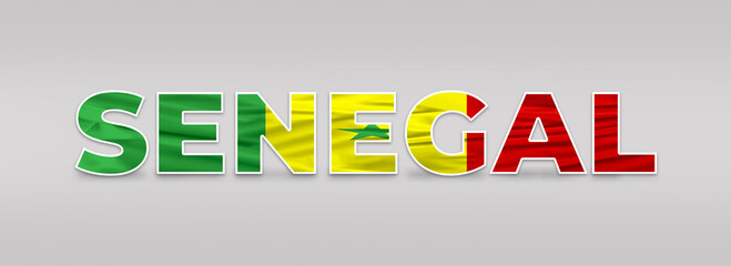 Senegal Text Effect. Fill with Senegal Flag. Isolated On White Background. Flag, Text, Effect, Vector, Isolated, Background