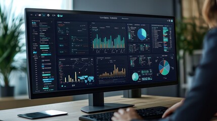 Advanced Data Analytics Dashboard on Computer Screen