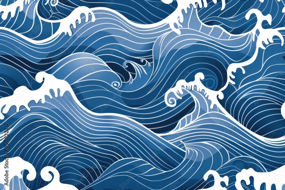 Poster a large group of waves on the surface of the ocean
