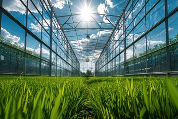 Naklejka premium Agricultural greenhouse interior