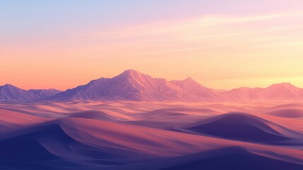 Naklejka premium A desert landscape at dawn, with the first light of day illuminating the dunes in soft, golden tones