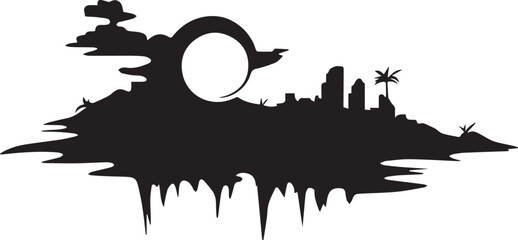 Fototapeta premium Silhouette of hot temperature vector, silhouette of city skyline vector