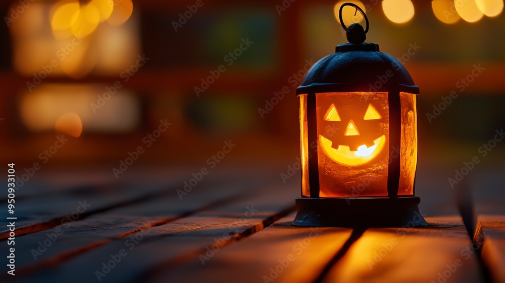 Poster Cute halloween lantern with copy space