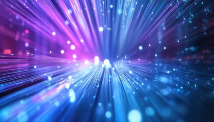 Naklejka premium Vibrant Cosmic Light Explosion in Shades of Purple and Blue