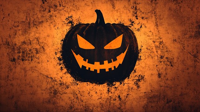 halloween background with the concept of a pumpkin in the shape of a face on a scary background