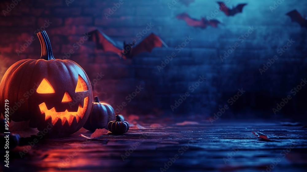 Sticker halloween Poster design, realistic, HD, copy space 