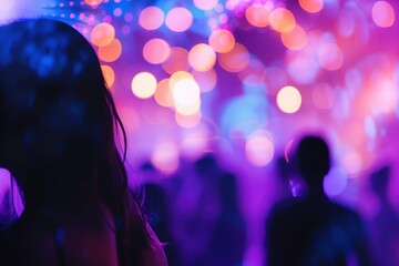 Audience in a purple spotlight at a circus or show