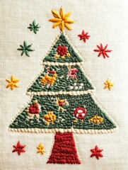 Christmas tree in embroidery style