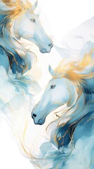 Obraz premium Watercolor art of horses in motion
