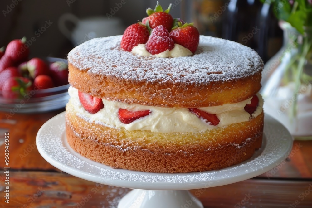 Sticker Basic Victoria sponge cake with vanilla frosting