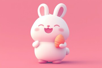 Fototapeta premium Cute Easter Bunny Holding an Egg
