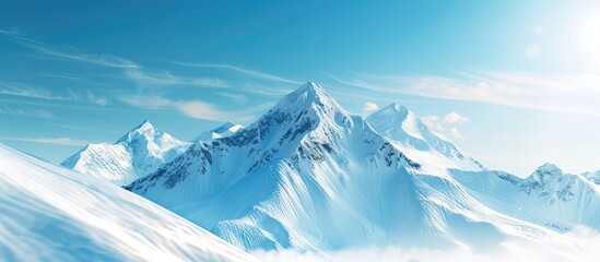 Beautiful Snow Mountains With Clear Blue Sky Is Perfect Holiday Destination For Summer