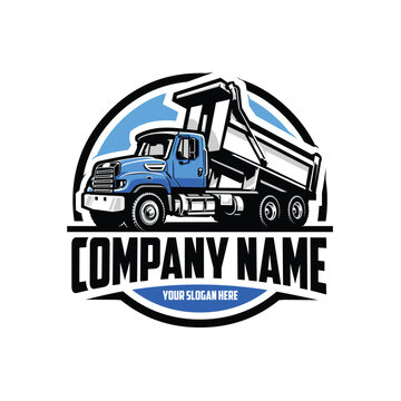 Premium trucking company ready made logo. Dump truck logo vector. Best for tipper trucking and freight related industry