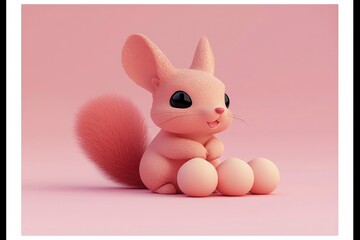 Fototapeta premium Cute Cartoon Chinchilla with Eggs