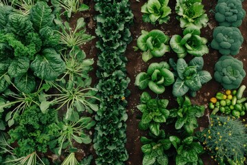 Bird s eye view of a green vegetable patch