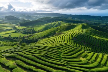 Bird s eye view of Cha Gorreana tea plantation in Sao Miguel Azores Portugal