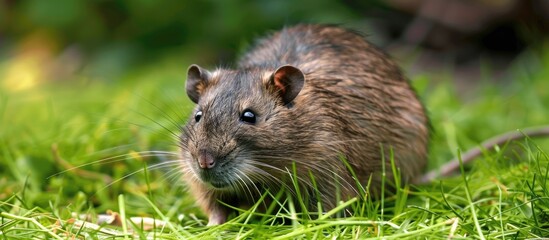 Fototapeta premium A Close Up Shot Of A Nutria Rodent On A Grass