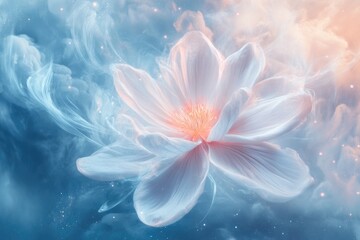 Delicate White Flower in a Celestial Dream