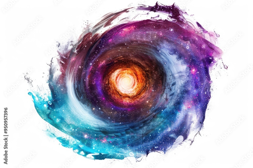 Poster a stunning visual representation of a spiral galaxy with a bright central star, perfect for science 