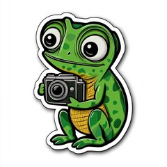 Obraz premium Cute Frog Photographer Holding a Camera
