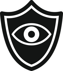 Black and white shield with an eye in the middle representing security concept