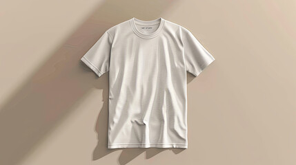 plain white t-shirt on a neutral background, ideal for DTF print mockups. Subtle shadows accentuate the fabric's texture, making it perfect for showcasing custom designs