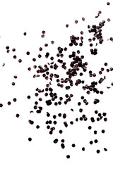 flying gold red colorful confetti isolated on white background 