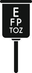 Black silhouette icon of a snellen chart showing decreasing letter sizes for an eye exam