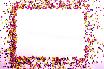 flying gold red colorful confetti isolated on white background 