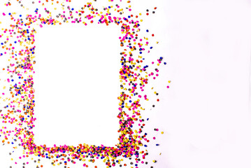 flying gold red colorful confetti isolated on white background 