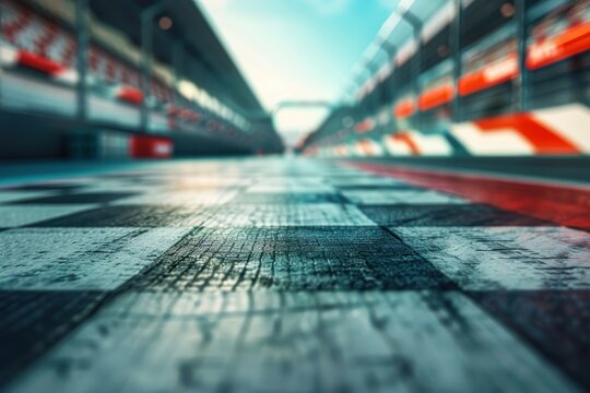 Blurry image of race track starting grid Motorsports circuit